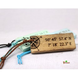 Vintage Schlüsselanhänger personalisiert mit GPS-Koordinaten