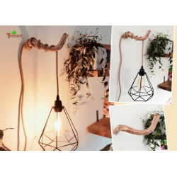 Boho Wandlampe Leseleuchte aus Astholz Rustikale Holz Lampe Nachhaltige Hängeleuchte Ast Lampenhaken