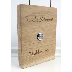 KLINGELSCHILD aus Eiche mit Namen & Adresse Türklingel aus Holz Türschild Familie Hausnummer