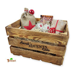 ADVENTSKISTE aus HOLZ mit Namen Rustikale Holzkiste mit Stroh Adventsgeschenke ADVENTSKALENDER Weihnachten Weihnachtskalender